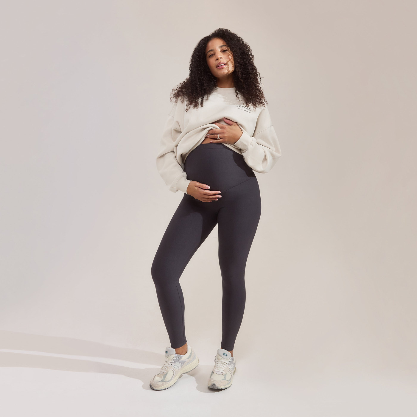 Alltägliche Winter Umstandsleggings mit hoher Taille - Dunkelgraue
