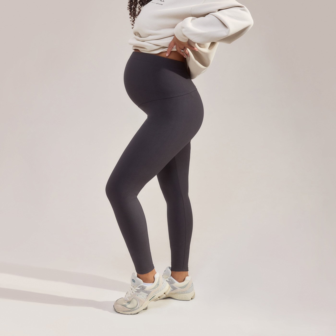 Alltägliche Winter Umstandsleggings mit hoher Taille - Dunkelgraue