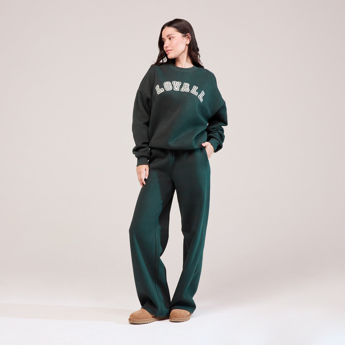 Bio-Jogginghose mit weitem Bein – Kiefer
