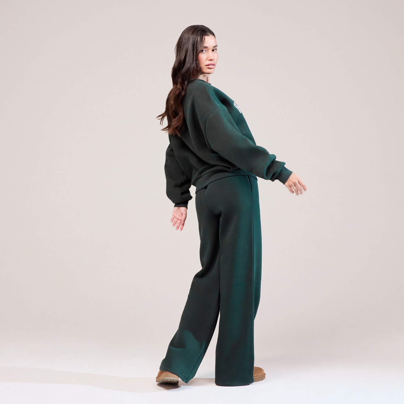 Organic Wide Leg Jogger - Pine
