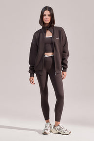 ALL SZN Organic Funnel Neck Zip Through - Black Coffee