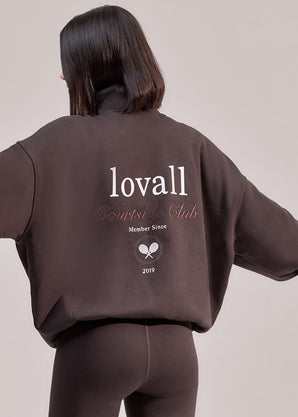 ALL SZN Organic Funnel Neck Zip Through - Black Coffee