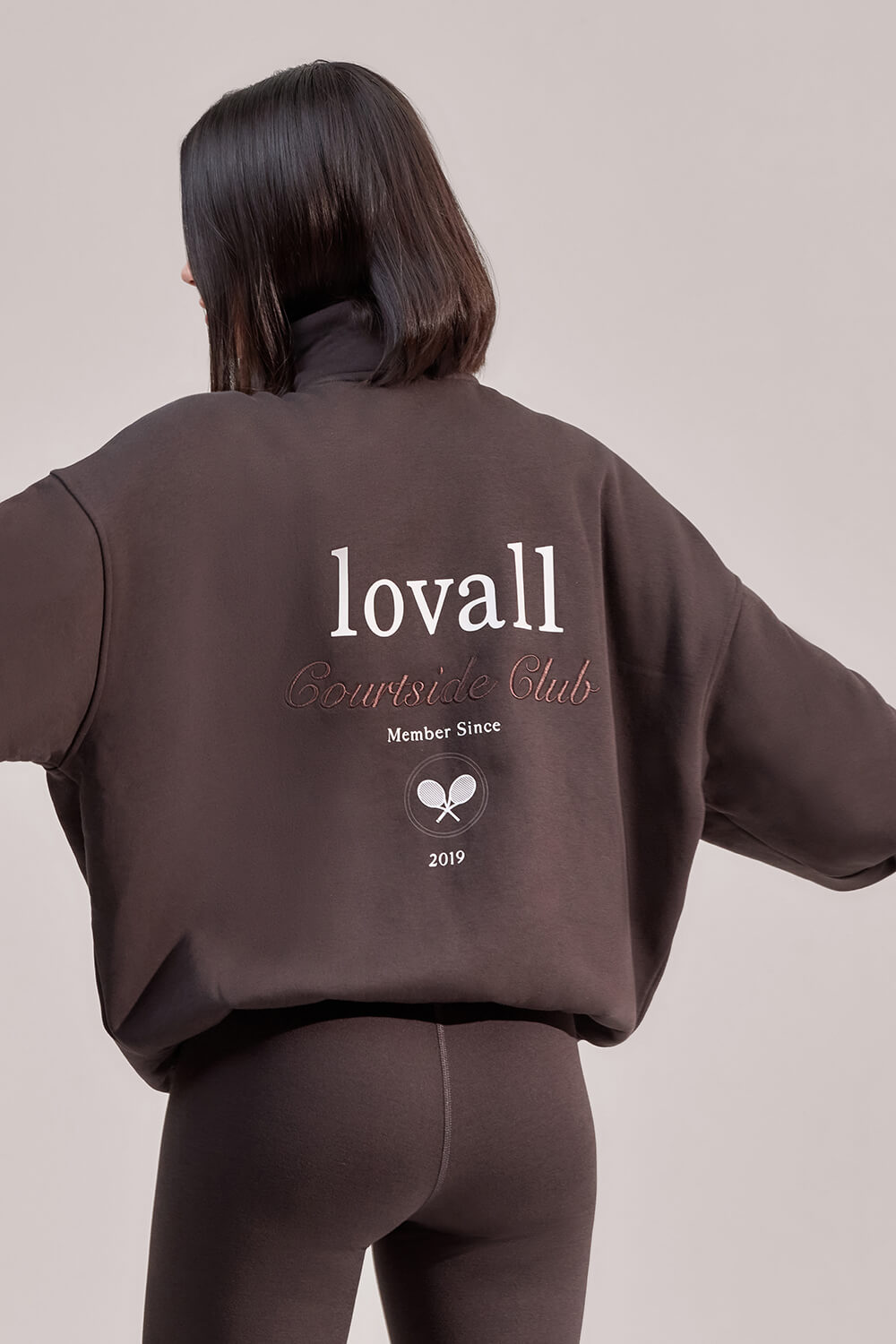Trichterhalsjacke mit Reißverschluss aus Bio-Baumwolle – Black Coffee