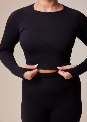 Curve Sculpt Seamless Long Sleeve Top - Black