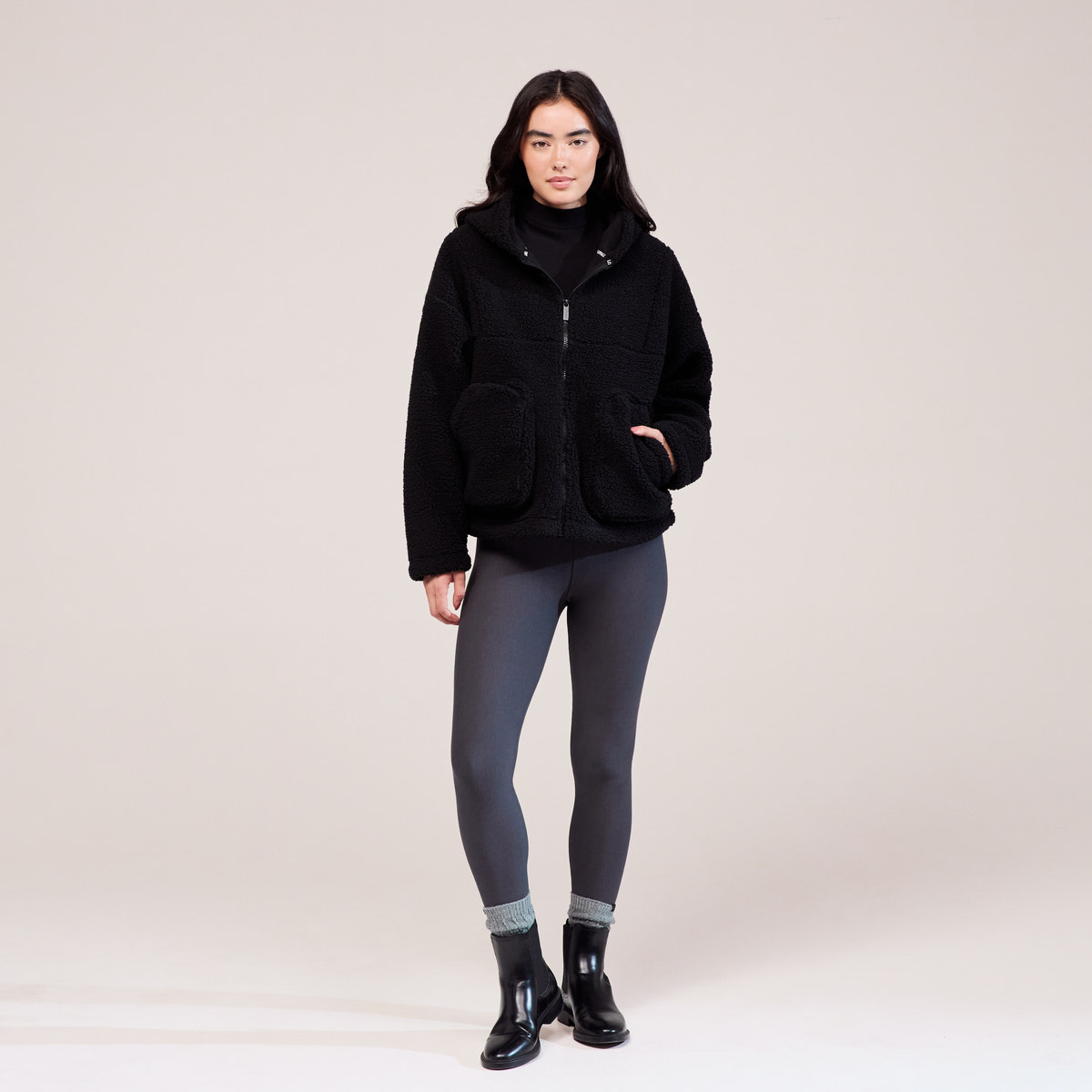 Borg-Fleece – Schwarz