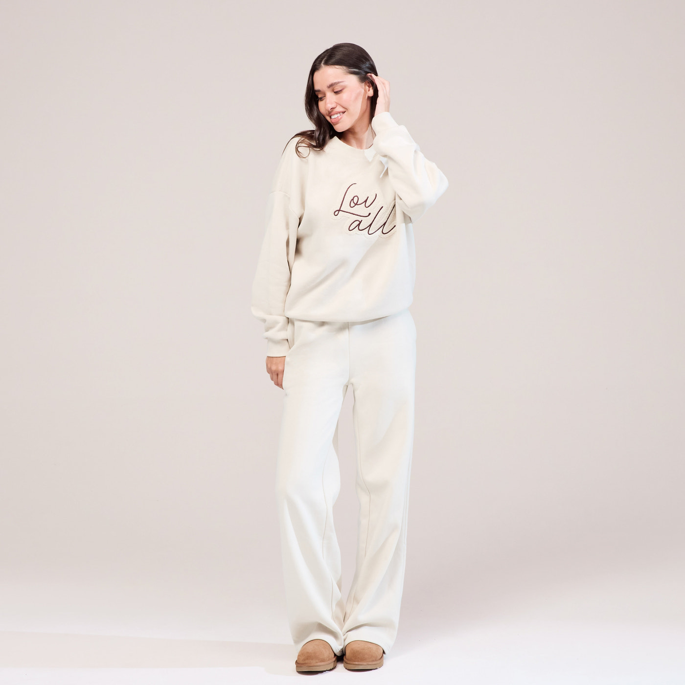 Organic Oversized Sweatshirt Lovall Script - Ecru