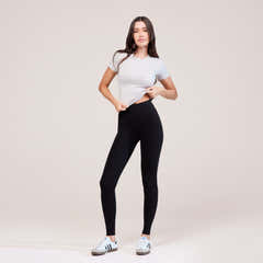 Alltägliche High-Waist-Leggings - Schwarz