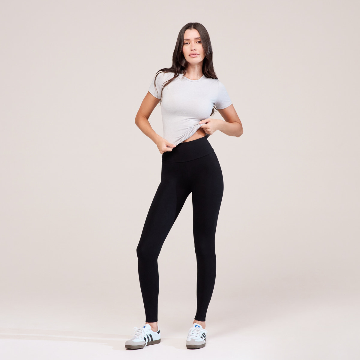Alltägliche High-Waist-Leggings - Schwarz