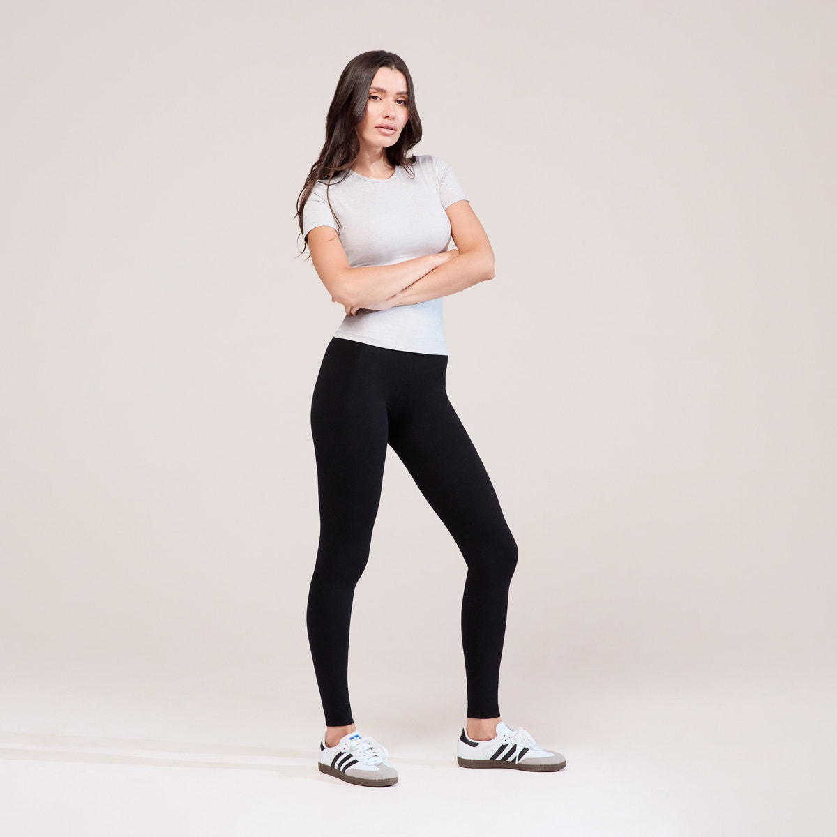 Alltägliche High-Waist-Leggings - Schwarz