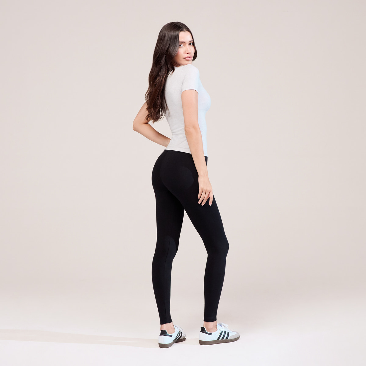 Alltägliche High-Waist-Leggings - Schwarz