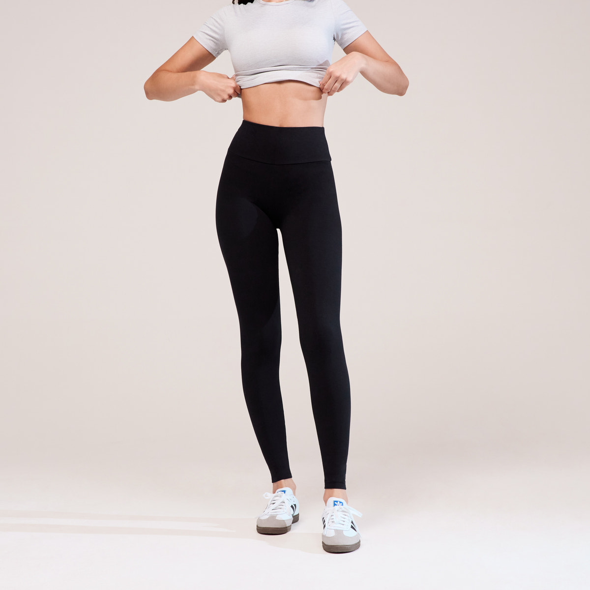 Alltägliche High-Waist-Leggings - Schwarz