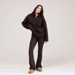 Borg 1/4 Reißverschluss-Fleece – Espressobraun