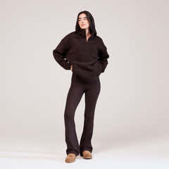Borg 1/4 Reißverschluss-Fleece – Espressobraun