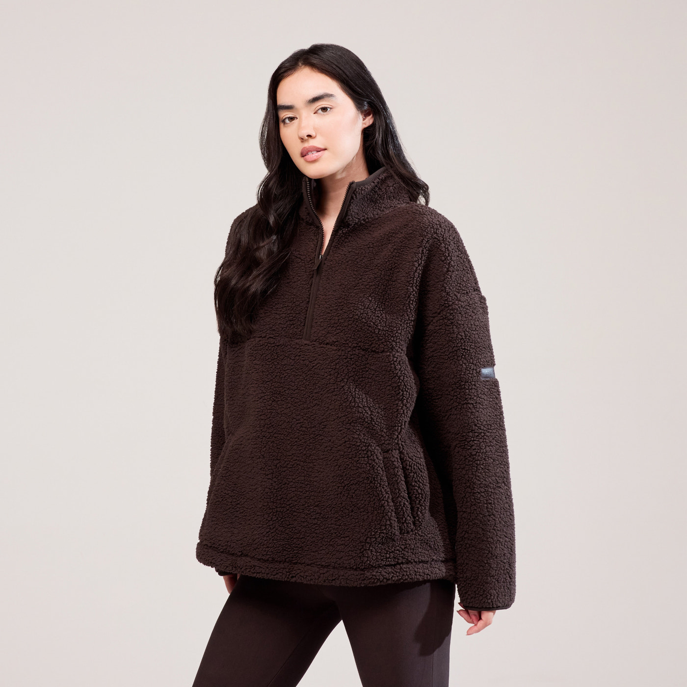 Borg 1/4 Zip Fleece - Espresso Brown