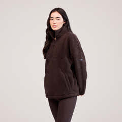 Borg 1/4 Reißverschluss-Fleece – Espressobraun
