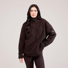 Borg 1/4 Reißverschluss-Fleece – Espressobraun