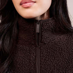 Borg 1/4 Reißverschluss-Fleece – Espressobraun