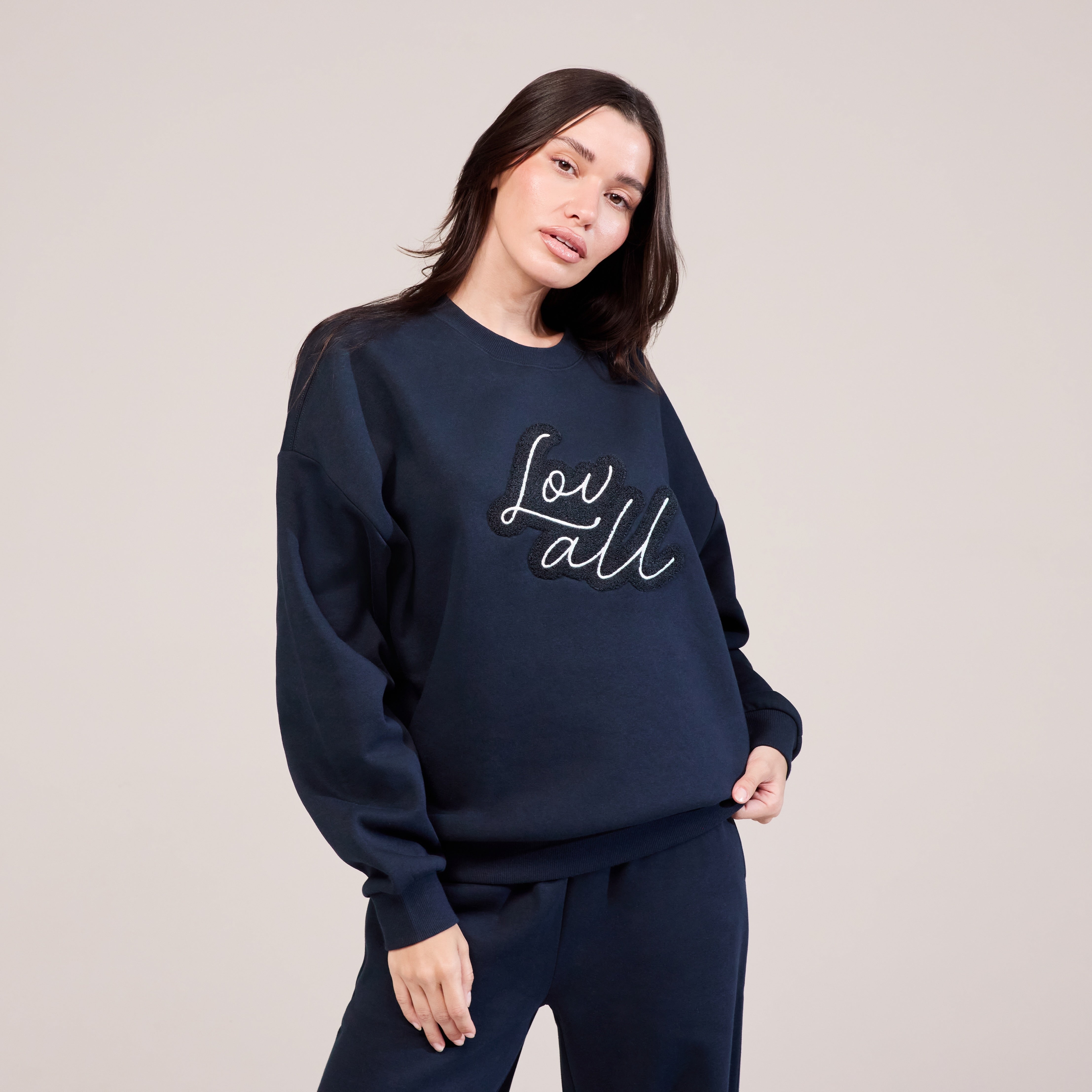 Bio Oversized Sweatshirt Lovall Script – Vintage Navy