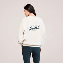 Oversized Bio-Sweatshirt mit Landschaftsmotiv - Ecru