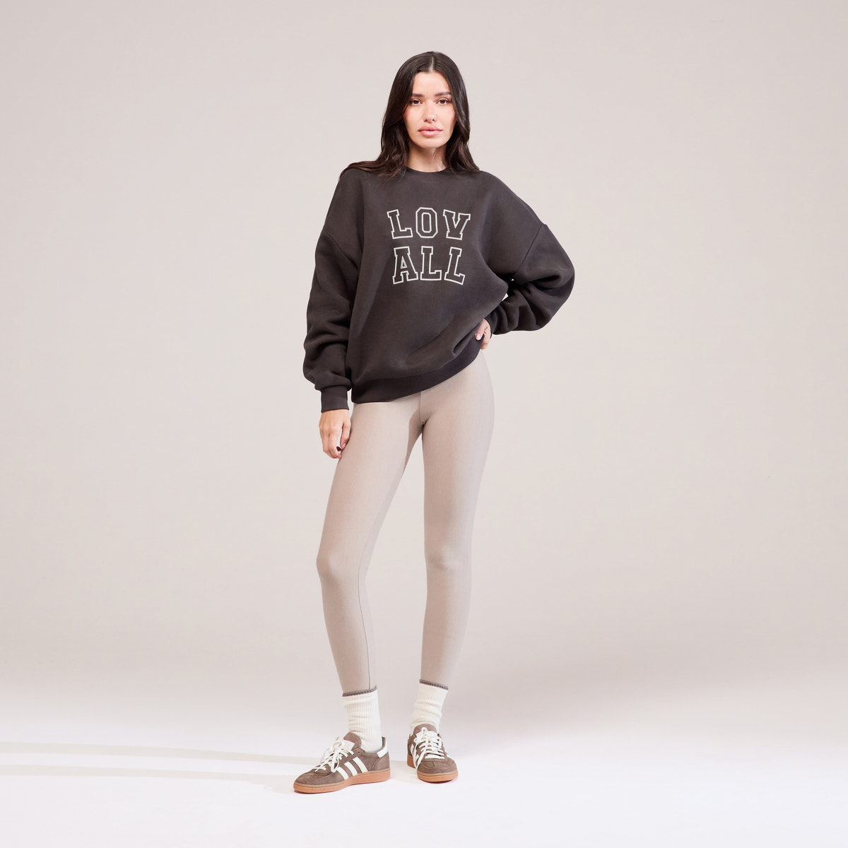 Winter-High-Waist-Leggings für jeden Tag – Steingrau