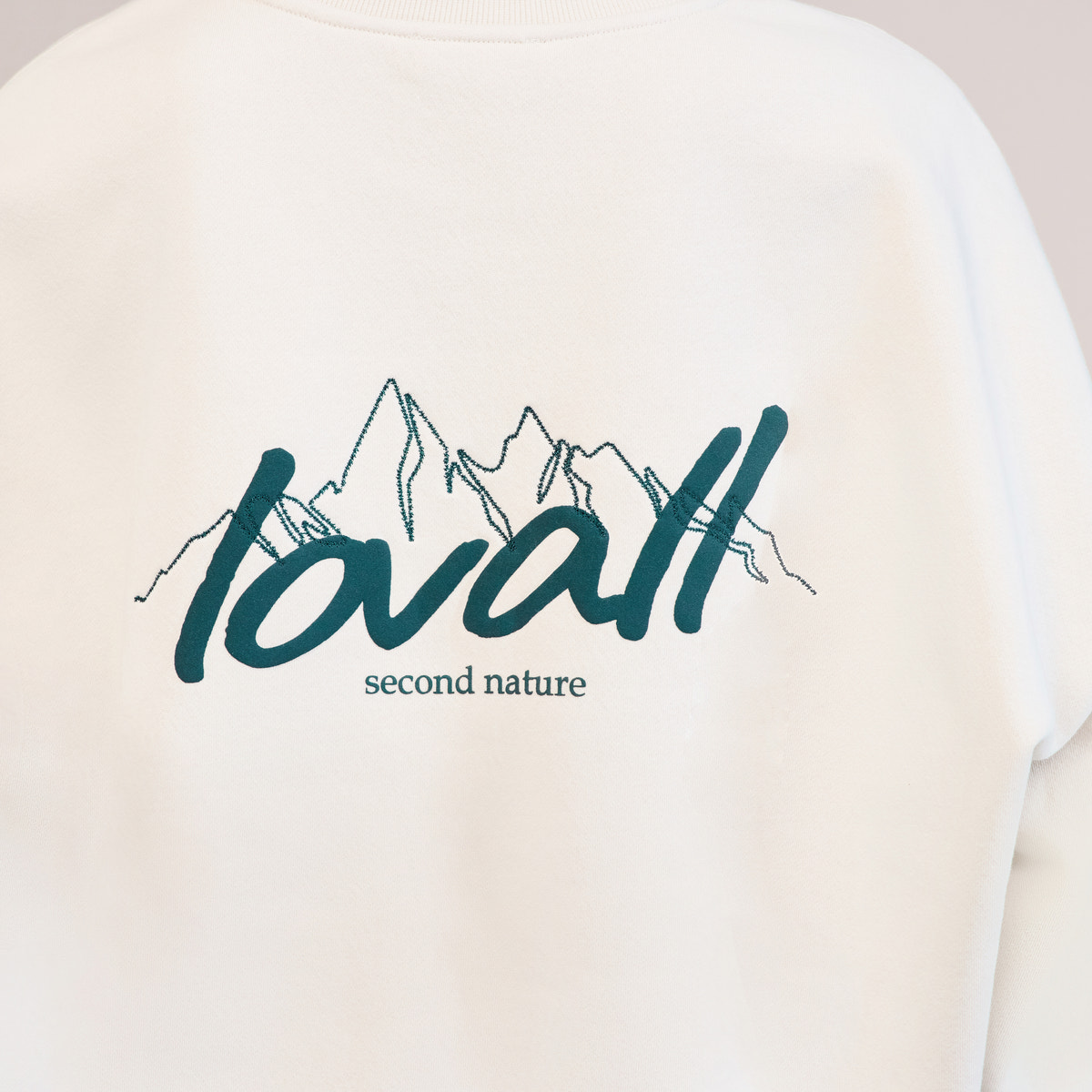 Oversized Bio-Sweatshirt mit Landschaftsmotiv - Ecru