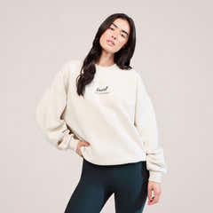 Oversized Bio-Sweatshirt mit Landschaftsmotiv - Ecru
