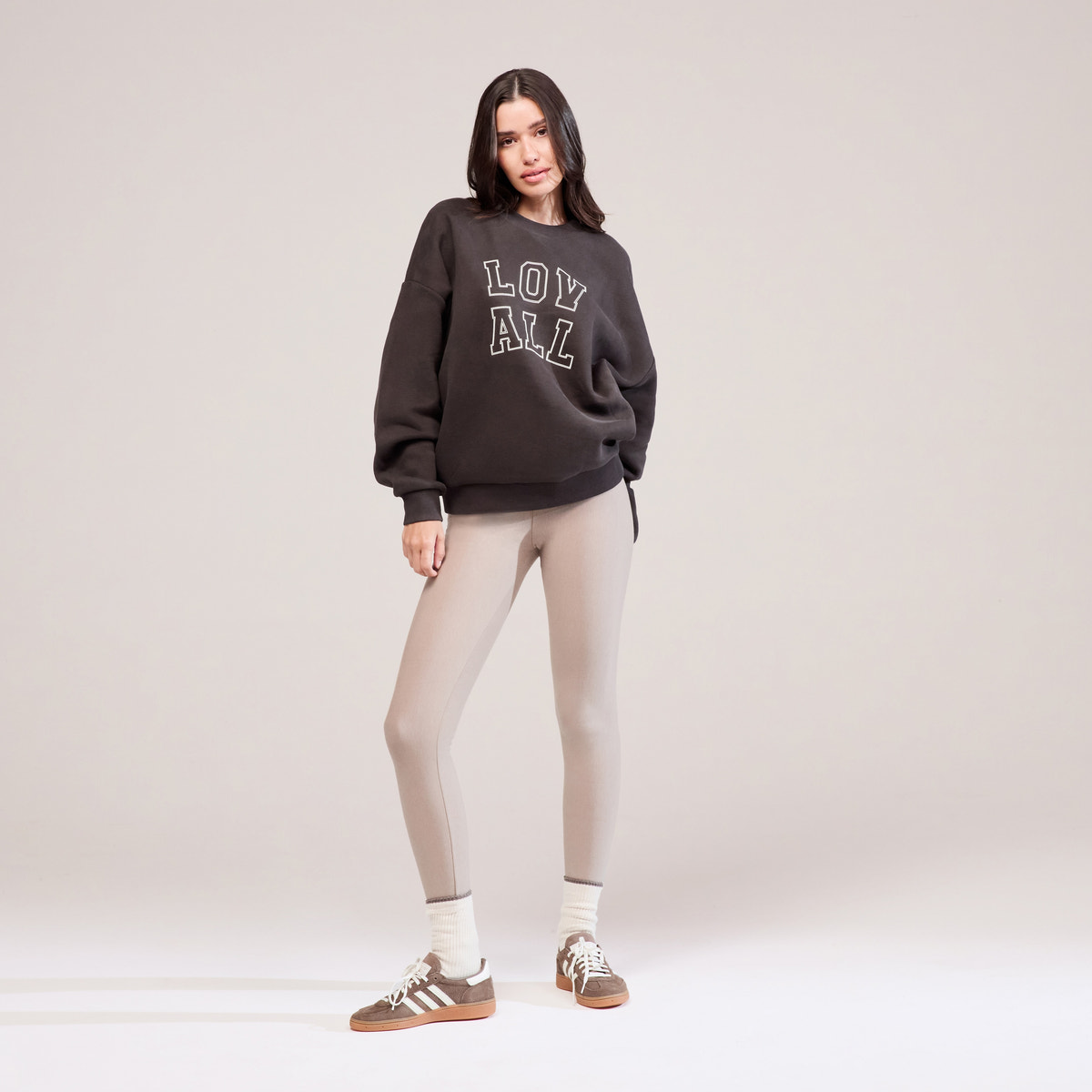 Winter-High-Waist-Leggings für jeden Tag – Steingrau