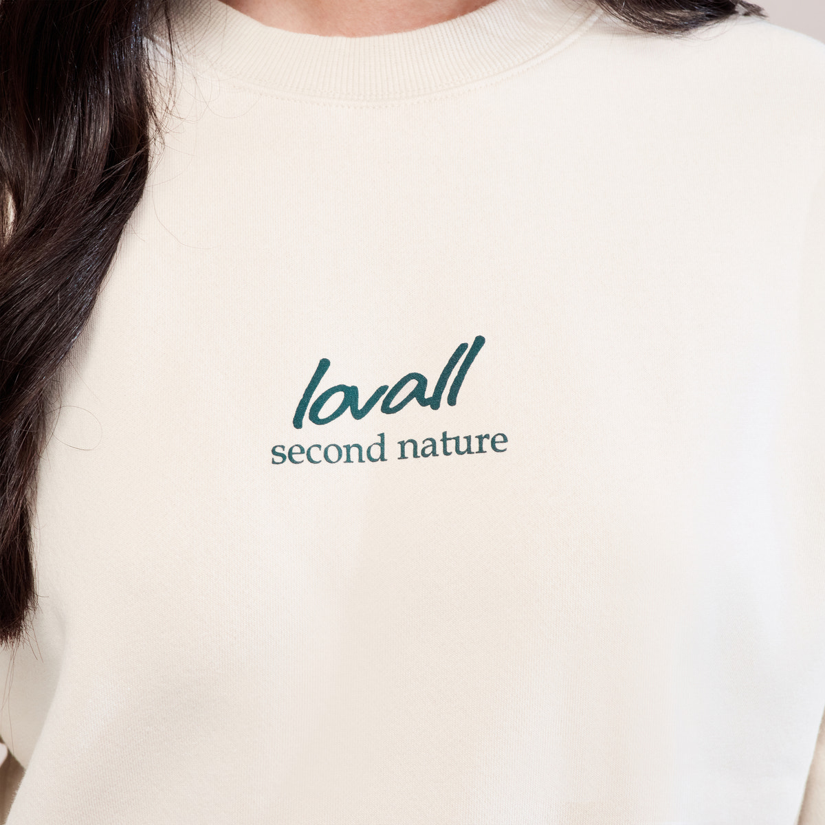 Oversized Bio-Sweatshirt mit Landschaftsmotiv - Ecru