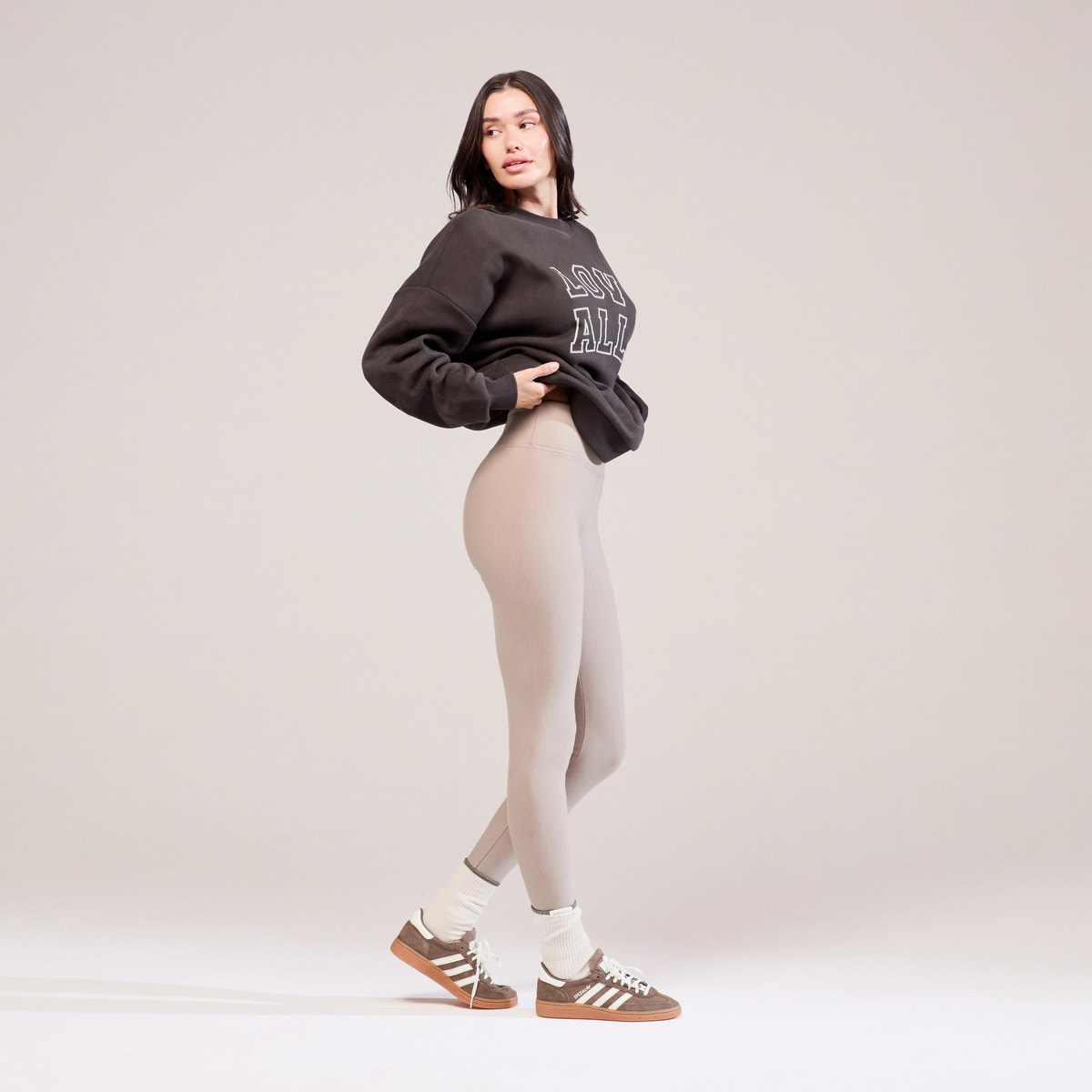 Winter-High-Waist-Leggings für jeden Tag – Steingrau