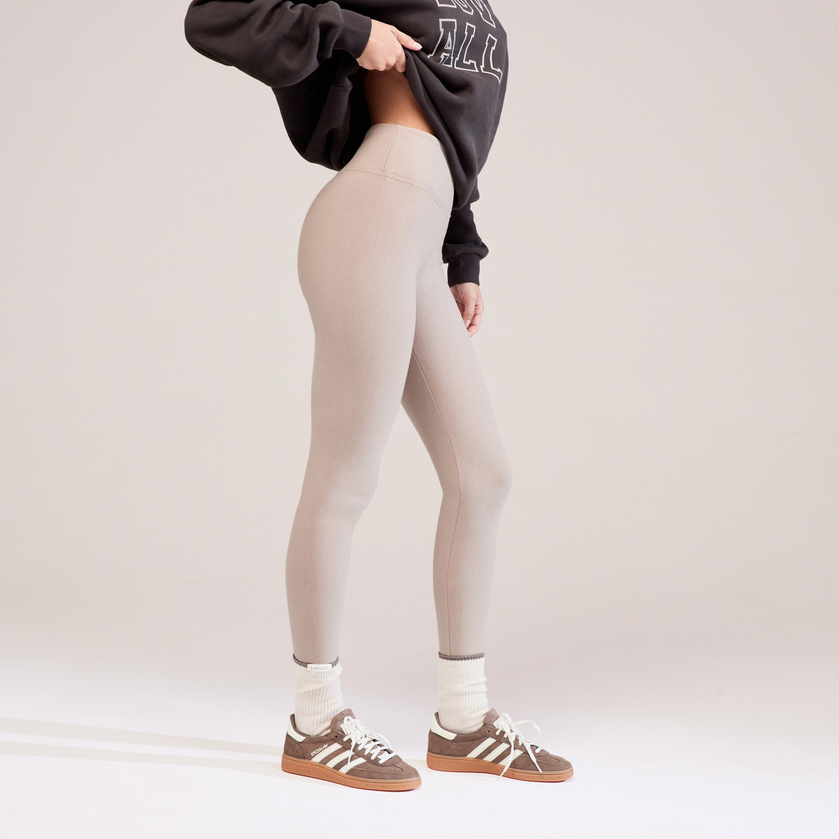 Winter-High-Waist-Leggings für jeden Tag – Steingrau