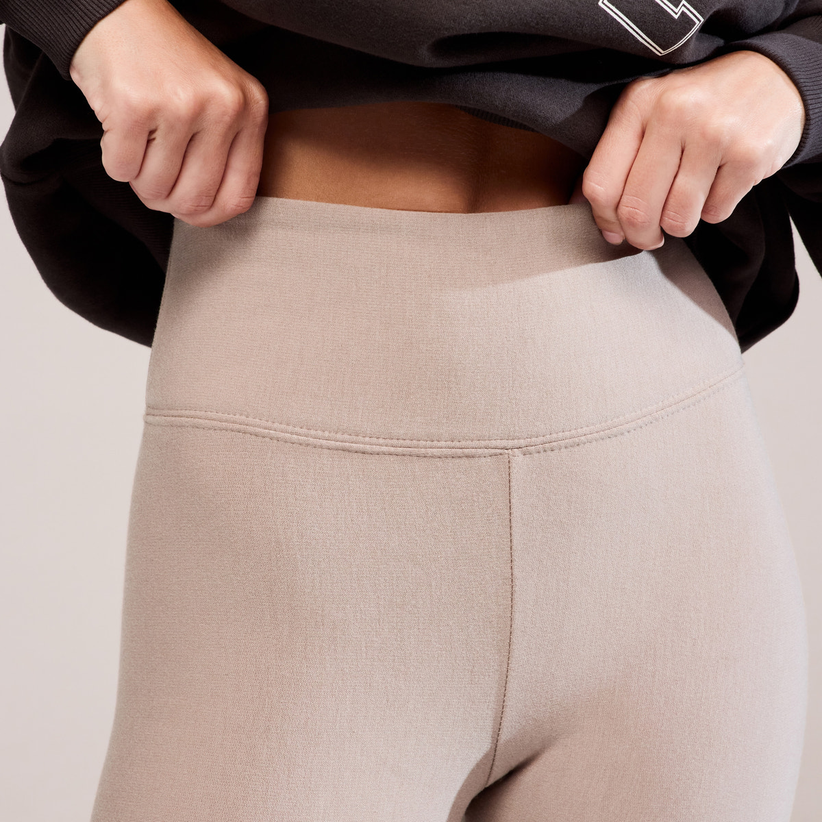 Winter-High-Waist-Leggings für jeden Tag – Steingrau