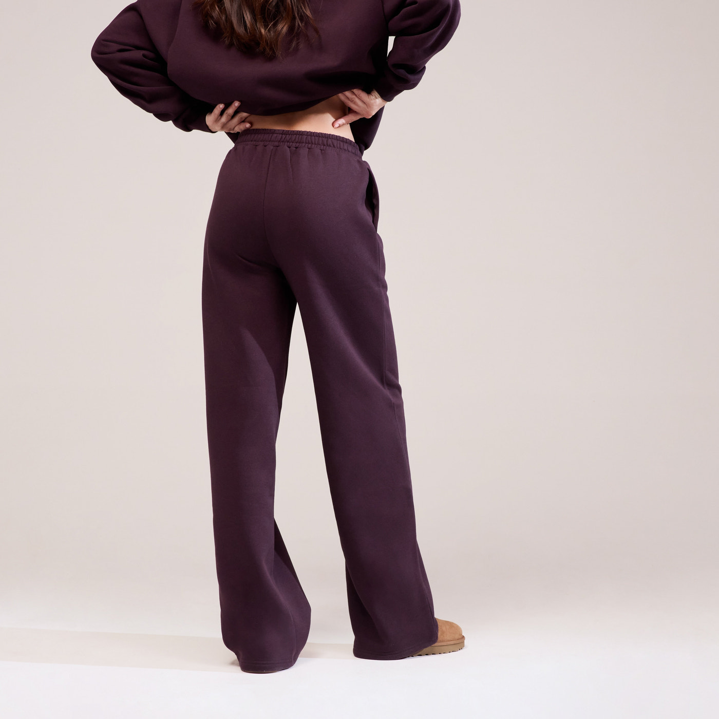 Curve Organic Wide Leg Jogger - Wine