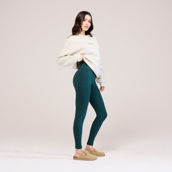 Alltägliche Leggings mit hoher Taille – Waldgrün