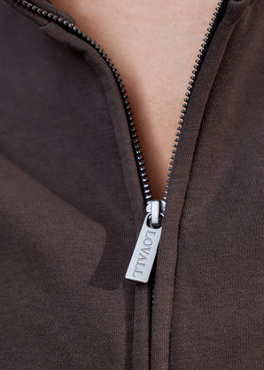 Curve ALL SZN Organic Funnel Neck Zip Through - Black Coffee