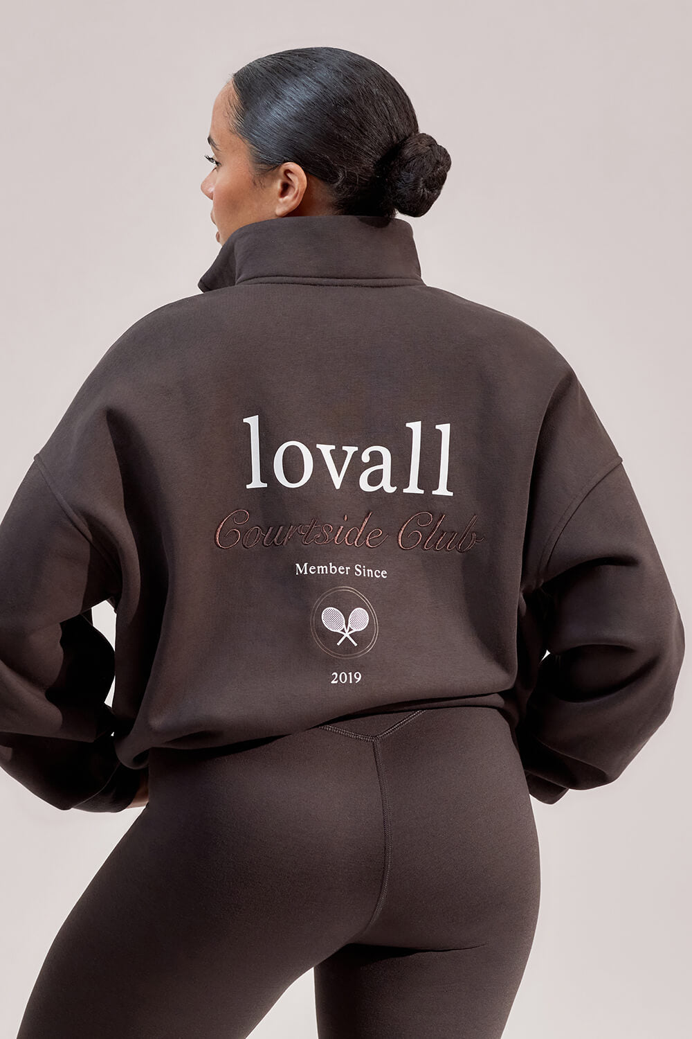 Trichterhalsjacke mit Reißverschluss aus Bio-Baumwolle – Black Coffee
