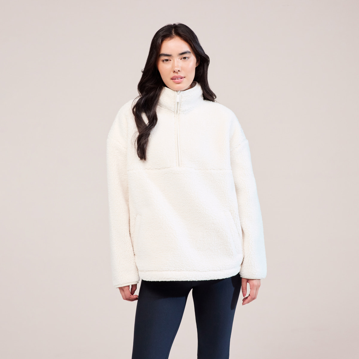 Borg 1/4 Zip Fleece – Schneeweiß