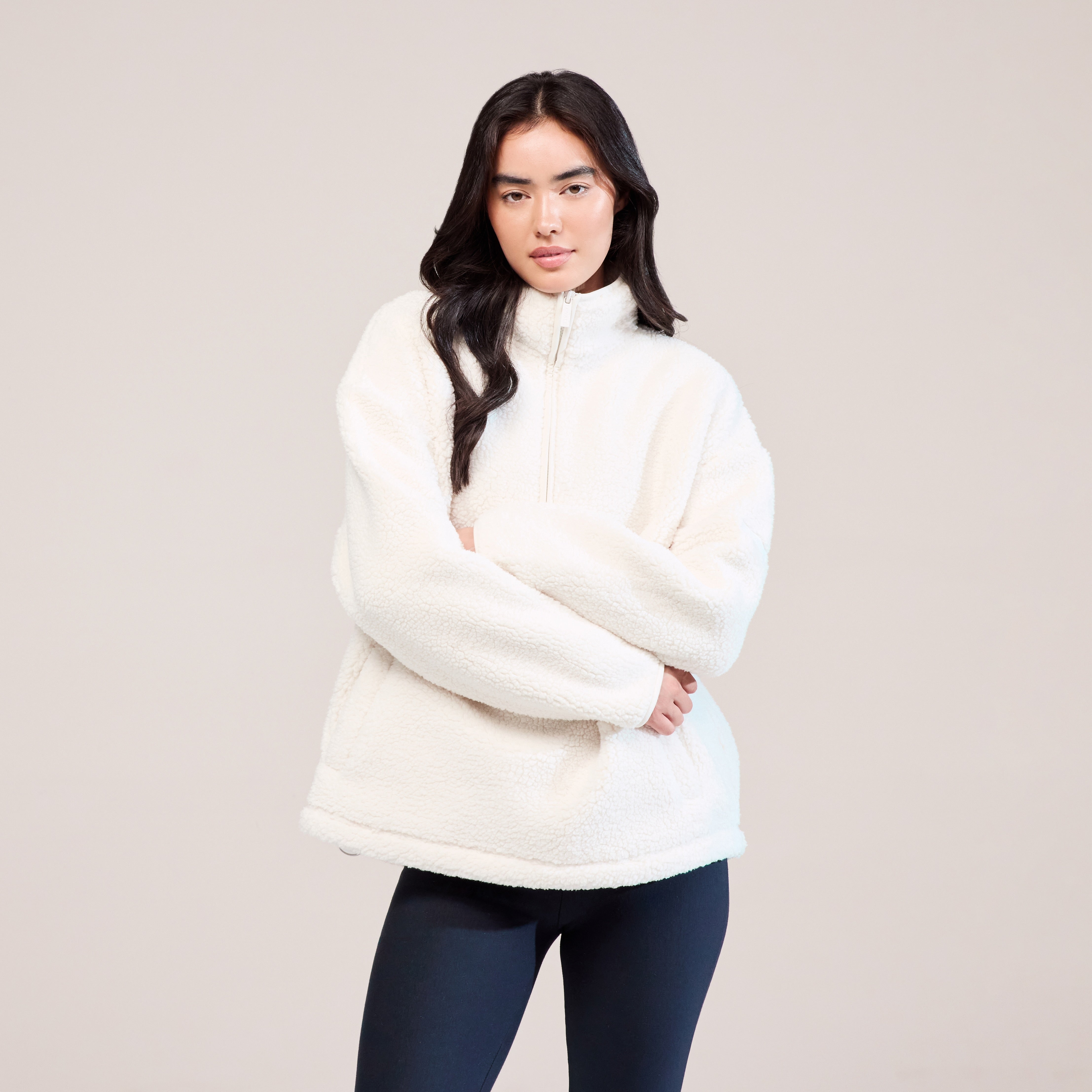 Borg 1/4 Zip Fleece – Schneeweiß