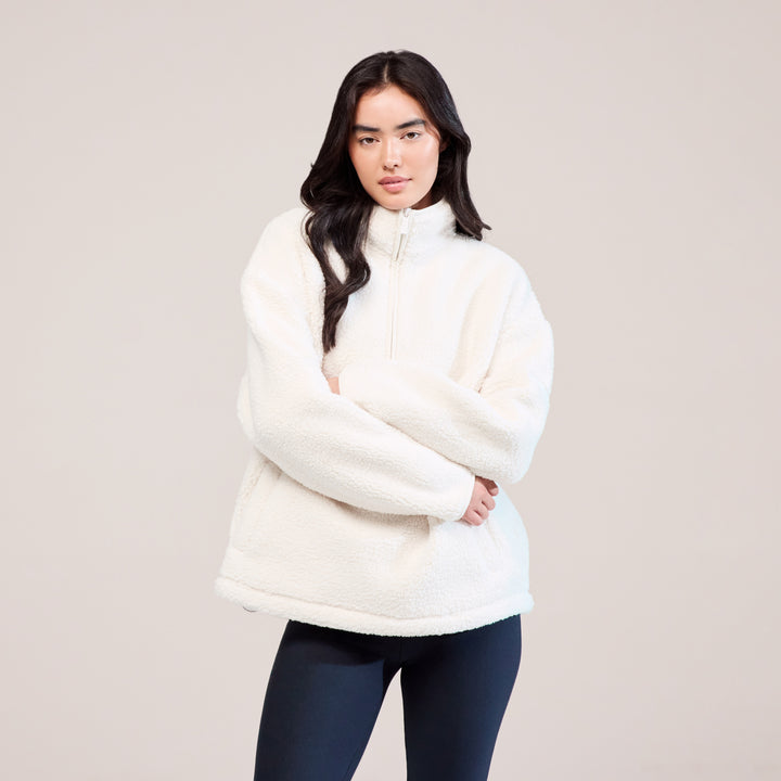 Borg 1/4 Zip Fleece – Schneeweiß