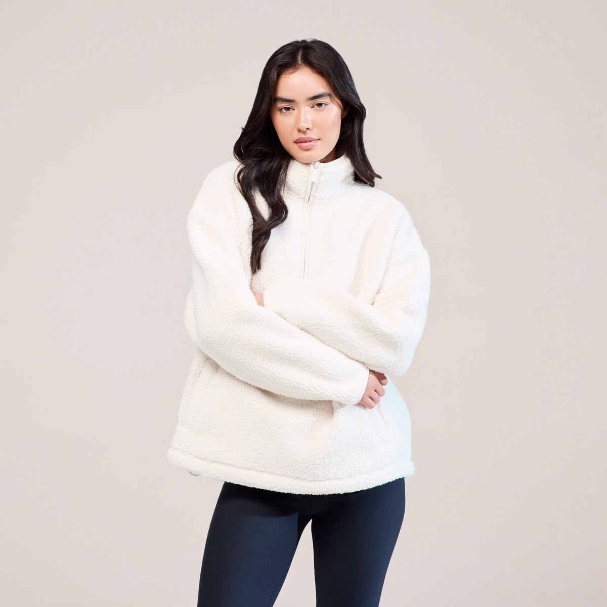 Borg 1/4 Zip Fleece – Schneeweiß