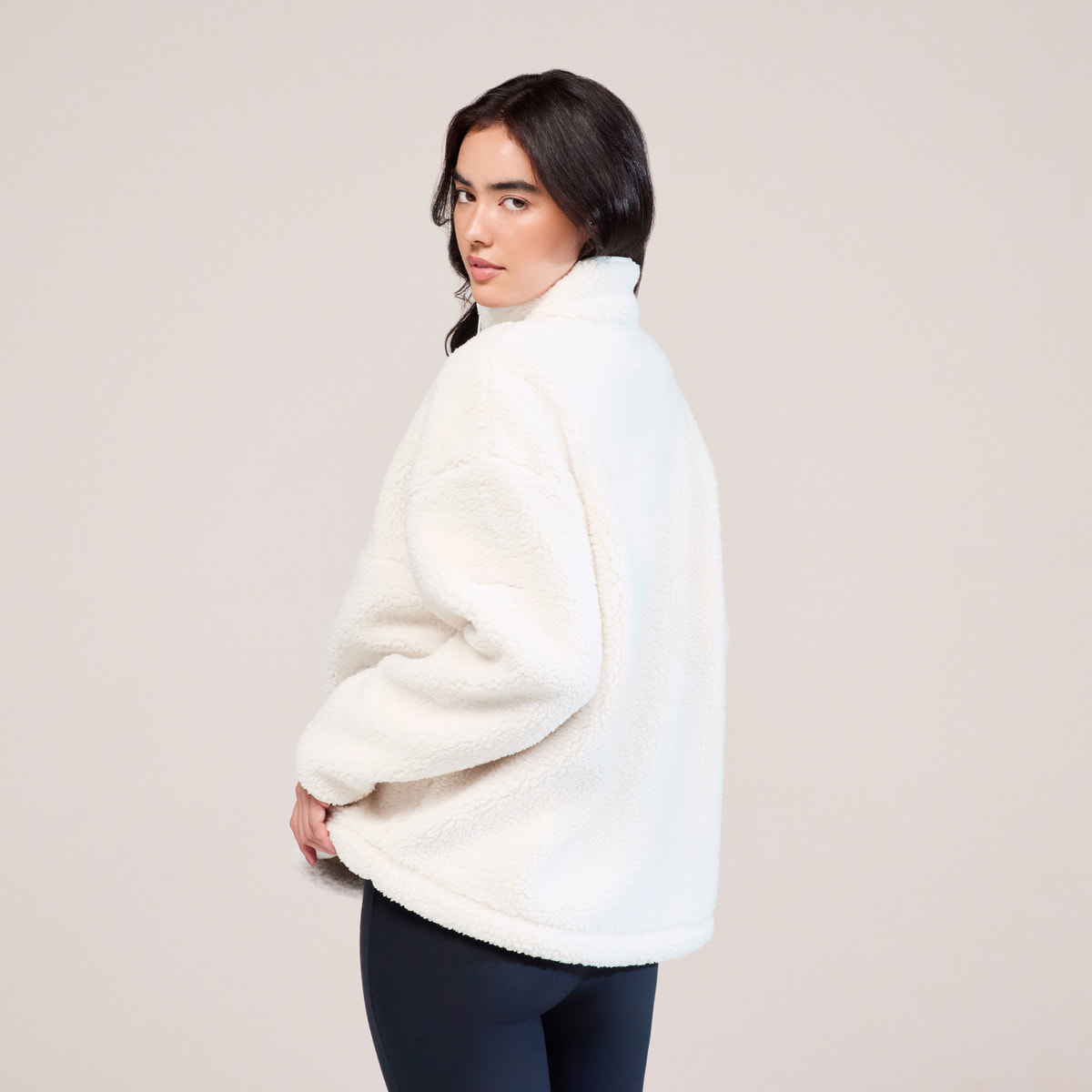 Borg 1/4 Zip Fleece – Schneeweiß
