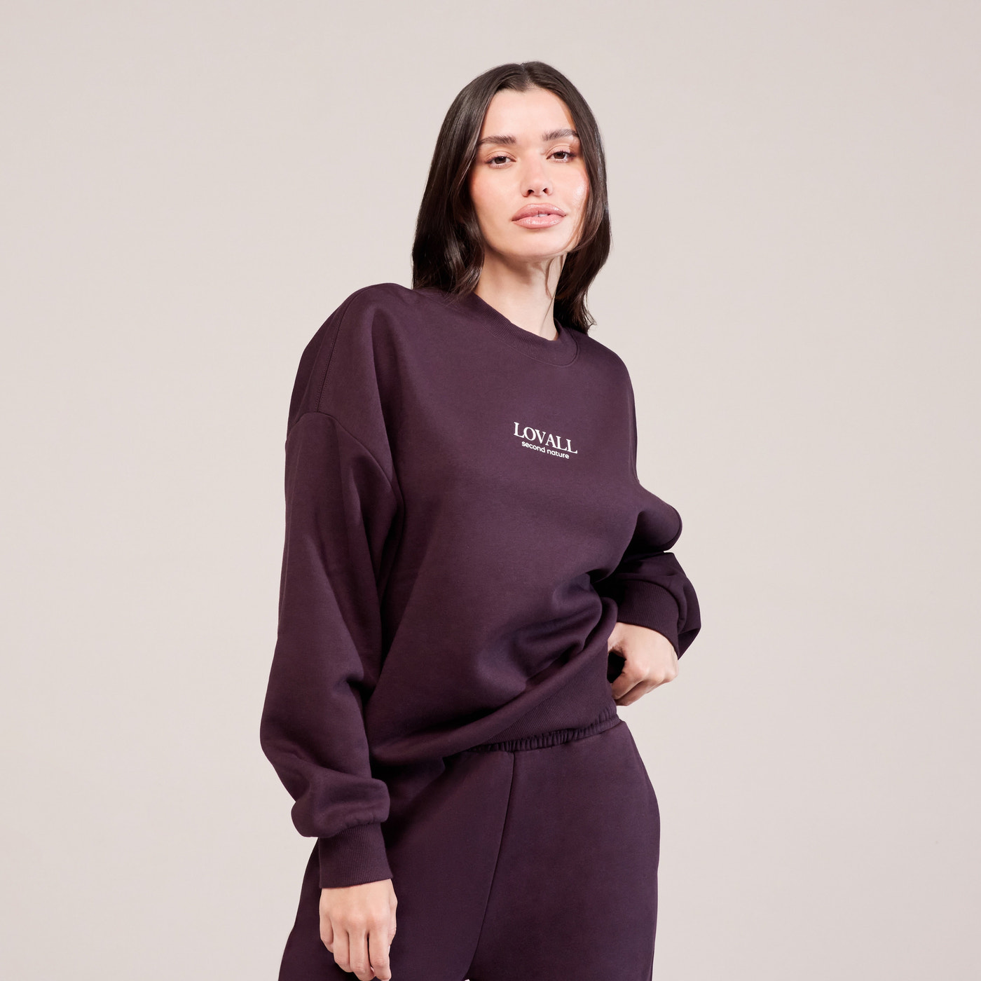 Organic Oversized Sweatshirt Second Nature - Wine