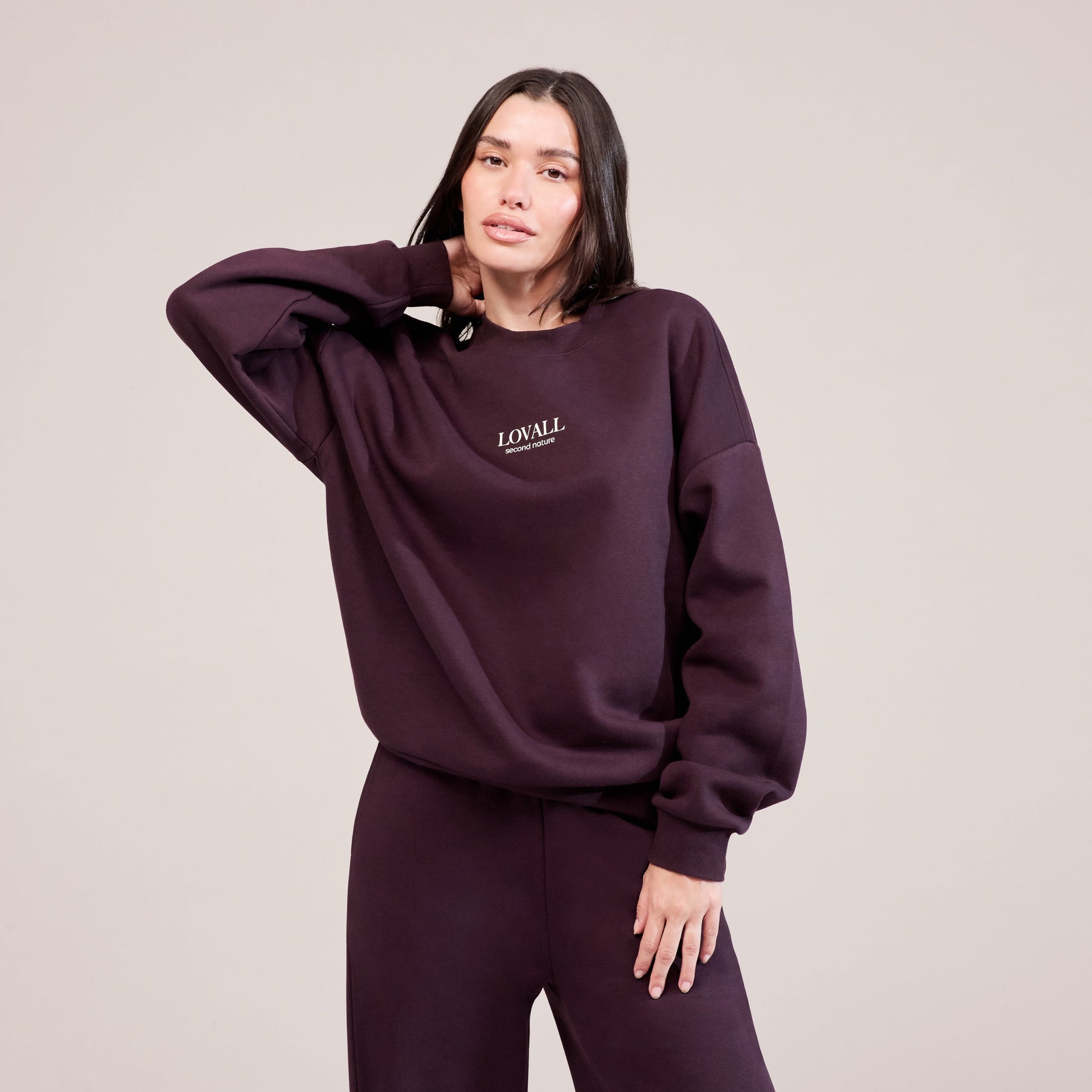 Organic Oversized Sweatshirt Second Nature - Wine
