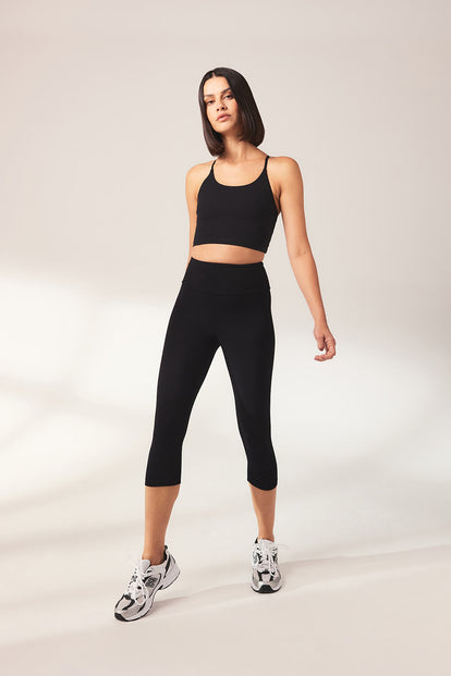 Cropped Leggings Lightweight Curvy - Black