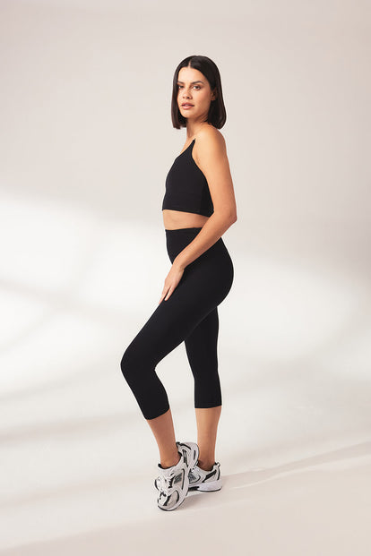 Cropped Leggings Lightweight Curvy - Black