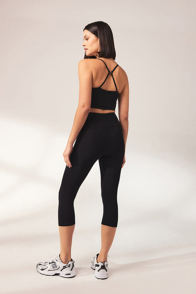 Cropped Leggings Lightweight Curvy - Black