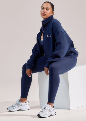 Curve ALL SZN Organic Funnel Neck Zip Through - Navy