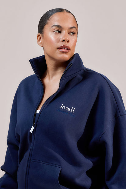 Curve ALL SZN Organic Funnel Neck Zip Through - Navy