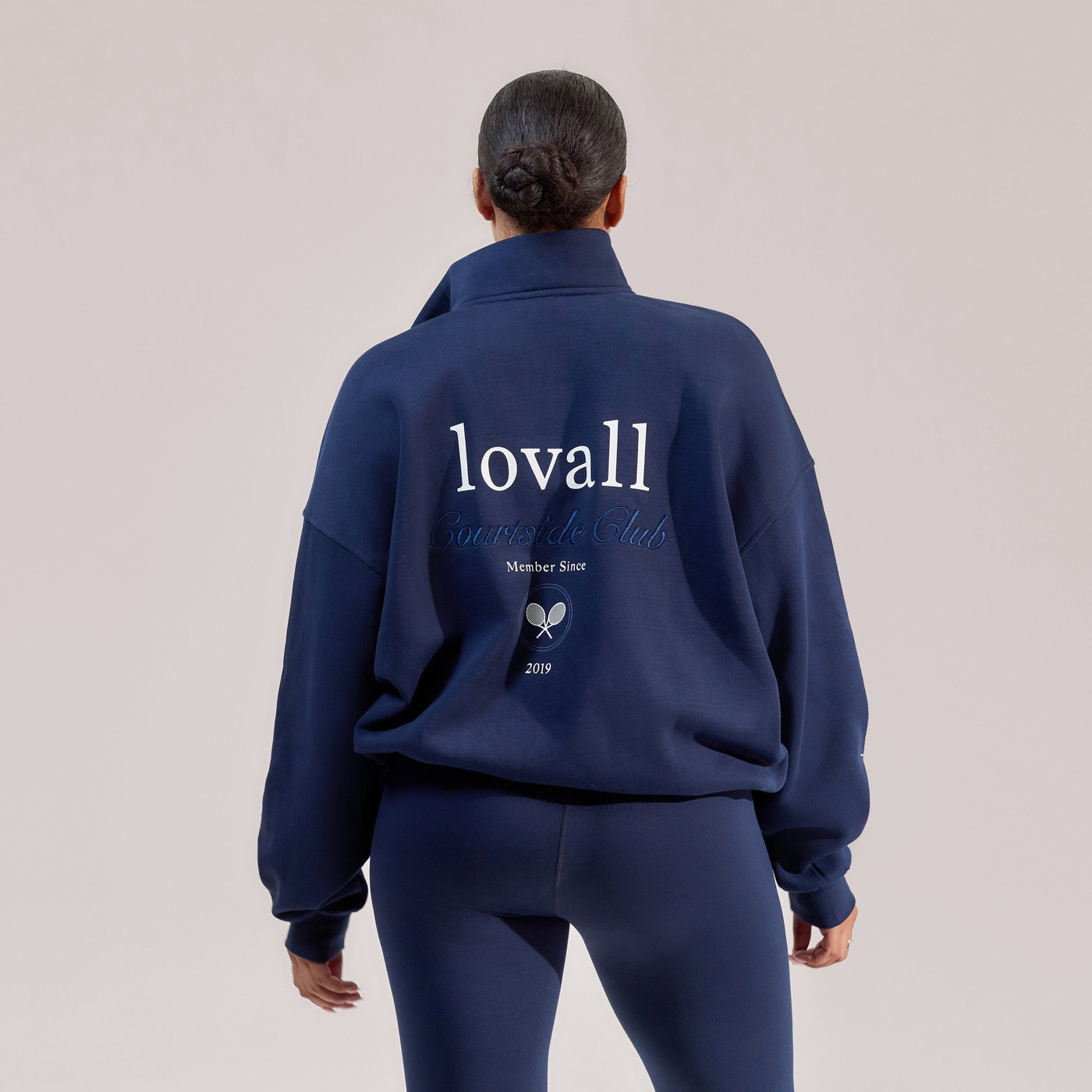 ALL SZN Organic Funnel Neck Zip Through - Navy
