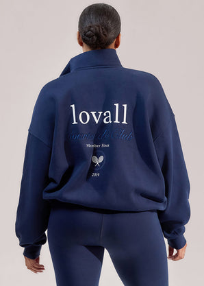Curve ALL SZN Organic Funnel Neck Zip Through - Navy