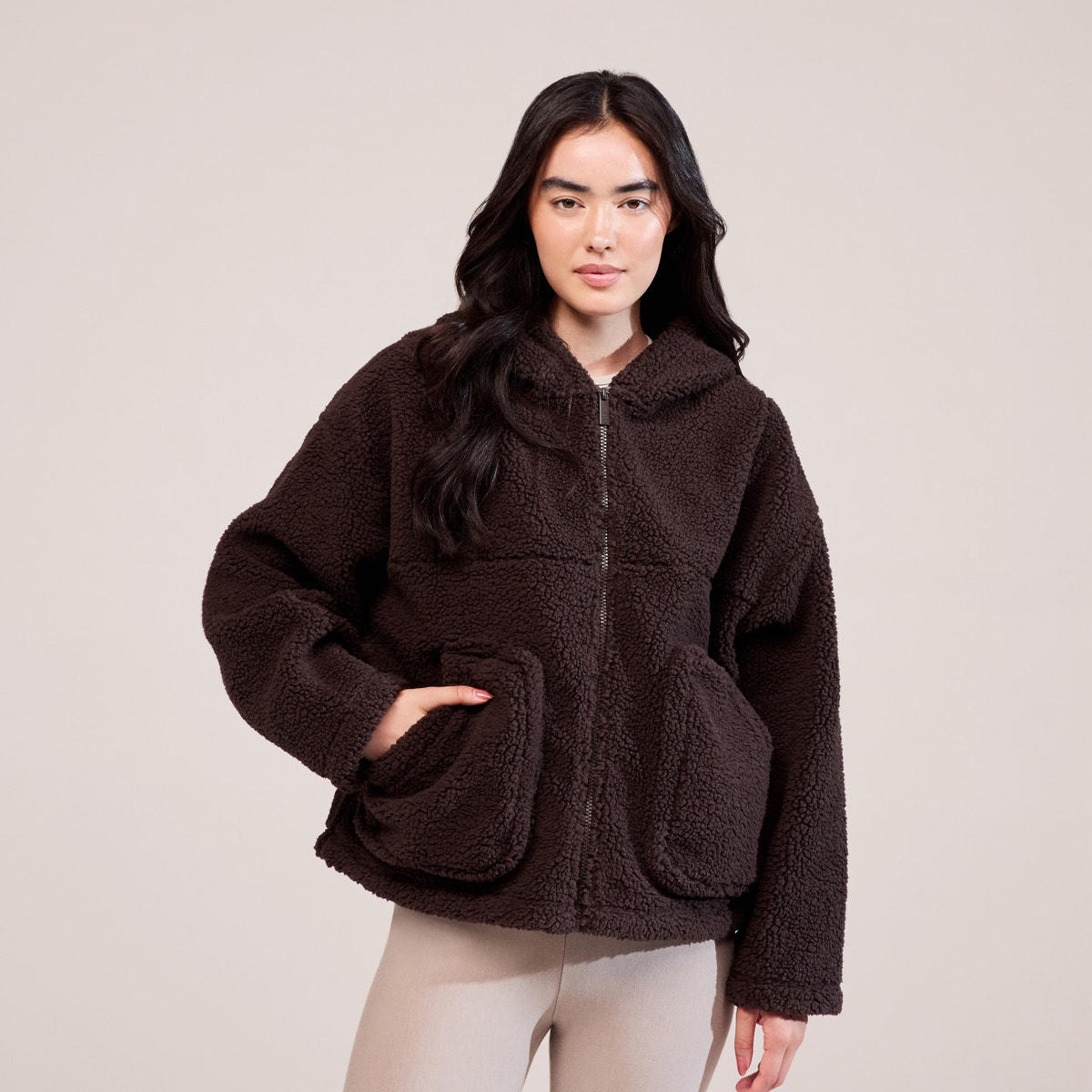 Borg-Fleece – Espressobraun